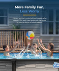 Children enjoying pool time with a beach ball, showcasing Professional Grade Pool Wall Foam Pad 48 In X 100 Ft X 1/8 In for safety.