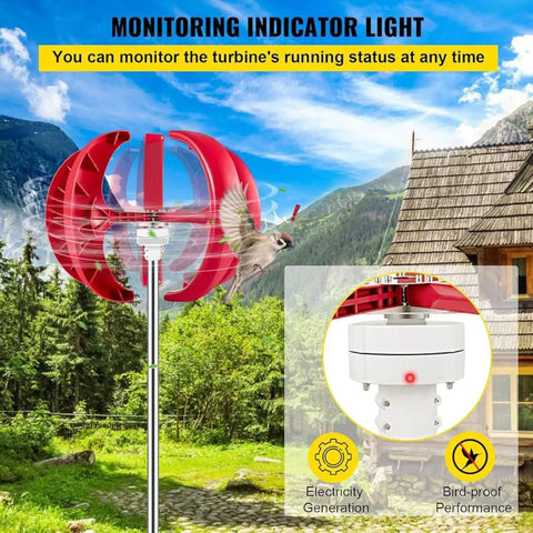 100W 12V 5 Blade Wind Turbine Generator Kit With Controller Portable Windmill Power Generator for home and camping, red blades