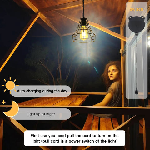 Solar Glass Pendant Light Outdoor Hanging Lamp With Remote Control No Wiring Needed Adjustable Solar Panel Waterproof