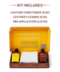Hardcore Leather Care Kit With Nontoxic Conditioner And Gentle Cleaner for rejuvenating furniture and auto seats.