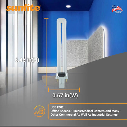 2-Pin Fluorescent 9W 4100K Cool White U Shaped PL CFL Twin Tube Light Bulbs G23 Base Pack Of 10 in office setting