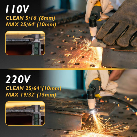 Sparks flying from Do It All Six In One Welder For MIG TIG Stick Flux Core Spool Gun And Plasma Cutter With Dual Voltage 110 Or 220V