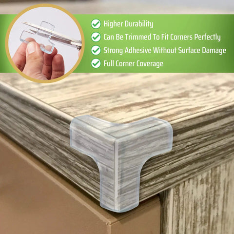 Clear Corner Protectors For Furniture 12 Pack With T Shape Edge Guards Baby Proof Cushions Silicone 30 Mm Small Full Corner Coverage on table