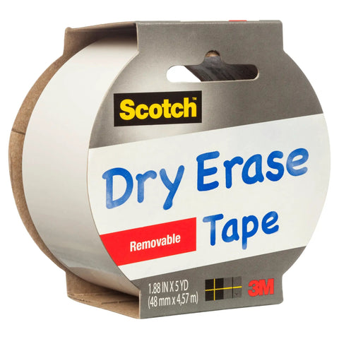 White Dry Erase Tape 1.88 Inch Wide By 5 Yard Length 6 Pack Peel And Stick Writable Label Tape for Home Office School Crafts
