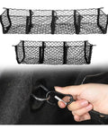 Heavy Duty Mesh Cargo Storage Net For Tesla Cybertruck 2024 Plus Keeps Your Trunk Tight As A Rock Solid Trunk Barrier in black mesh.