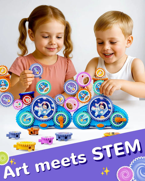 Children playing with Gear Building Toys For Kids Electric And Manual Construction Set For Ages 3 To 12 Learning Engineering Kit