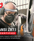 Man wearing Anti Fog Safety Goggles With Premium Anti Scratch Coating And Lenses UV Shield Vented Panoramic Eye Protection