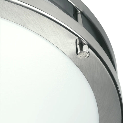 Close-up of 16 Inch LED Flush Mount Ceiling Light Dimmable 23W, 1610 Lumens, 5000K Bright Daylight, Brushed Nickel Round Fixture