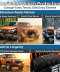 Heavy Duty Winch Cover Waterproof for 8500-17500 Lbs Winches Built To Last All Weather Dustproof and Rainproof Oxford Fabric Shield for Off Road 4x4 Trucks Jeeps and SUVs on Jeep winch