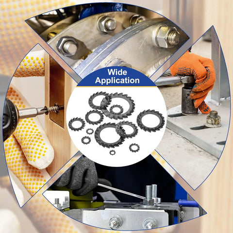 External Tooth Lock Washers M4 Serrated Locking Washers, Carbon Steel Heavy Duty Fasteners, applications, secure hold, vibration resistance