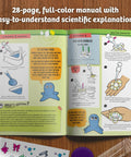 Introductory Science Kit For Kids Ages Five And Up manual with colorful illustrated chemistry experiments for home use.