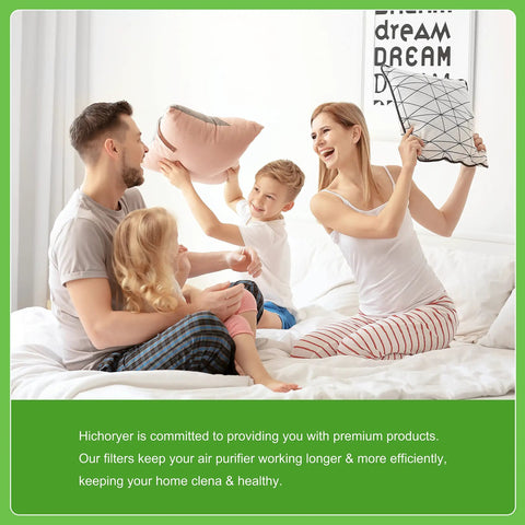 Family using F1 Filter Replacement for Filtrete C01 and T02 Room Air Purifier, Allergen Reduction and Odor Removal in bedroom