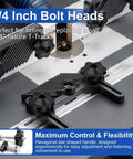 T Track Knob Kit Set For Woodworking Jigs And Fixtures with 1/4-20 Thread shown with black star knobs on equipment