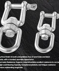 Top Shelf 304 Stainless Steel Swivel Shackle And Snap Hook Built For Marine And Backyard Cooking Rock Solid 6Mm Heavy Duty Hardware close-up view.
