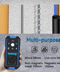 Heavy Duty Metal Detector and Wood Stud Finder, Real Deal Wall Scanner displays scanning options for wood, metal, and wire.