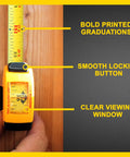 Yellow 10 Ft Steel Tape Measure With Easy To Read Fractional Markings In Feet And Inches A Handy Tool For Measuring Windows Doors And Cabinets