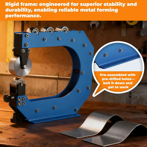 Pro Level English Wheel Built Tough For Daily Metal Shaping Tasks Featuring An Expansive 12 Inch Throat Capacity And Four Switchable Lower Dies To Smooth Out 16 Gauge Steel Panels Without Breaking A Sweat