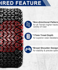 25x10-12 All Terrain ATV Tire Set displaying non-directional pattern and tread features for sand and hilly lawns