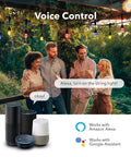 Group enjoying Smart Color Changing Outdoor String Lights 24ft LED Flat Wire, 2.4Ghz WiFi Enabled with Alexa and Google Assistant
