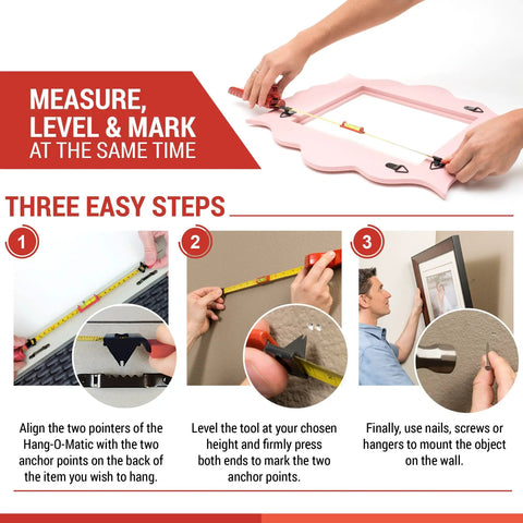 All In One Picture Hanging Tool For Quick Easy Leveling And Marking On The Wall To Hang Pictures Mirrors TVs And Shelves With Precision And No Fuss Setup