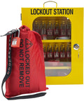 All In One Lockout Tagout Station Kit With Board Locks 80 Pcs Includes Hasps Tags Circuit Breaker Lockout Ball Valve Lockout Electrical Plug Lockout Steel Cable Lockout Big Yellow Station with red lockout bag