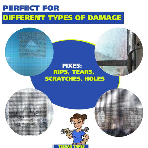 Screen Repair Patch Kit With Fiberglass Mesh And Strong Adhesive For Window And Door Screens, Weather Resistant Display