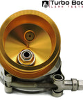 Turbo Boost Leak Testers pressure tester disk, gold anodized circular plate with central hole and mounting hardware.