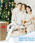 Pet Ear Thermometer for Dogs, Cats, and Livestock with Long Probe, Infrared Ear Thermometer for Fast OneSecond Read, Celsius Fahrenheit Conversion, Sound Switch, 20 Pet Swabs Included beside family and dog