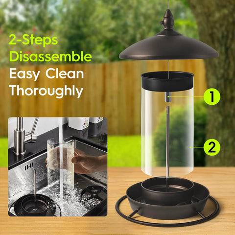 Metal Roof Bird Feeder With Chew Proof Build For Outdoor Hanging Use, Squirrel Resistant Built Tough And Durable Bronze Finish