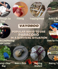 Uses for Paracord in Survival Situations like Fishing, Trapping, and Building Tools with Vayoboo