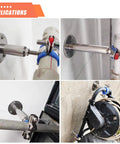 WYSIWYKA 6-pack stainless steel pipe clamps for 38–40mm OD pipes; wall/ceiling mounts with screws; various views