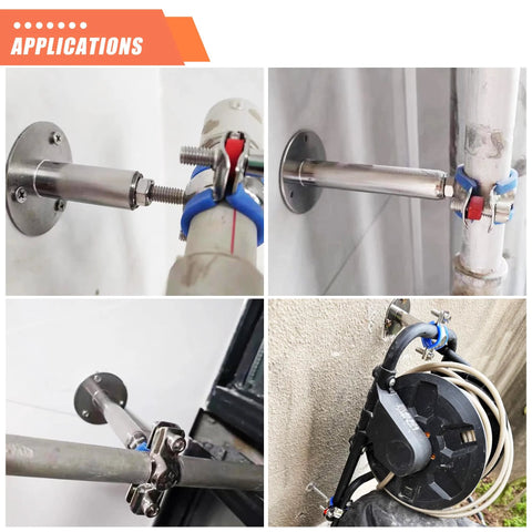 WYSIWYKA 6PCS 304 stainless steel wall/ceiling pipe supports; fits 38–40 mm OD pipes, adjustable 20–40 mm