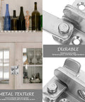 Metal detail of Easy Install Durable Stainless Steel Heavy Duty Gate Latch with clear display on wooden cabinet door.
