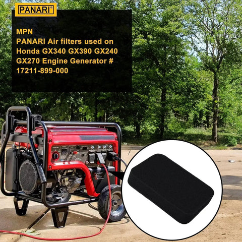 Honda GX270 Generator with air filter replacement next to it, compatible with GP5500 GP6500 GP7500 models.