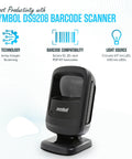 Hands Free 1D 2D Barcode Scanner With USB Cable And Microfiber Cleaning Cloth High Performance Imaging Compact Design Standard Range Renewed Unit Easy Plug And Play For Retail Or Inventory.
