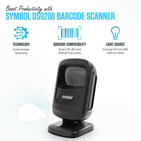 Hands Free 1D 2D Barcode Scanner With USB Cable And Microfiber Cleaning Cloth High Performance Imaging Compact Design Standard Range Renewed Unit Easy Plug And Play For Retail Or Inventory.