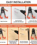 Heavy Duty Garage Hooks Set 30 Pack With Anti Slip Coating installation guide on different wall types