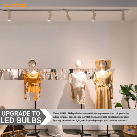 AR111 LED Spotlight Bulbs 7W 600 Lumens, 24 Degree Narrow Flood, 12V G53 Base lighting mannequins in display