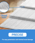 Close-up of silver chisel point 15 Gauge Finish Nails One And Three Quarters Inch 34 Degree Angled Galvanized Finishing Nails