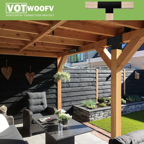 Three Way T Shaped Pergola Bracket Kit For Wood Beams 3.5 By 3.5 Inches Outdoor Patios Heavy Duty Galvanized Steel