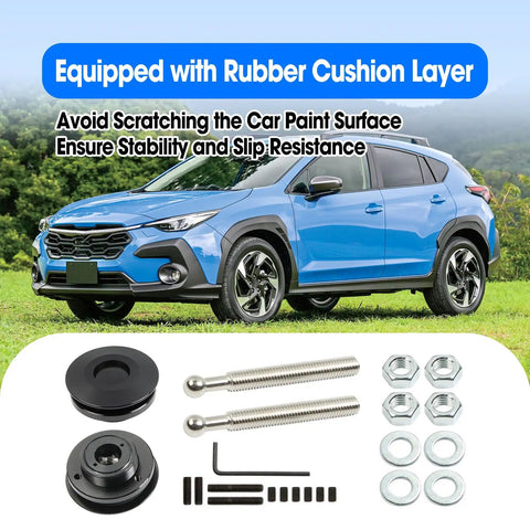 Heavy Duty Two Pack Quick Release Hood Latch 2 44 Inch Forged From Lightweight Aluminum Alloy with rubber cushion layer for slip resistance.