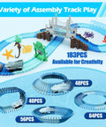Shark Race Track Set With Bendable Cars For Kids Aged 3 To 9, 183 Piece Ocean Themed STEM Playset Featuring Flexible Tracks