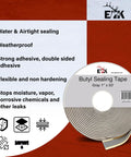 Heavy Duty Butyl Seal Tape 1 Inch By 50 Feet Weather Resistant And Leak Proof Sealant for sealing and moisture protection.