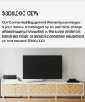 Living room setup with TV, speakers, and connected devices using 12-Outlet Surge Protector Power Strip With 12 AC Outlets And 8ft Flat Plug
