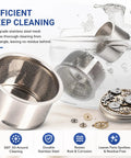 Top Grade Stainless Steel Mesh Watch Parts Cleaner Basket For Ultrasonic Jewelry Care with gears in water.