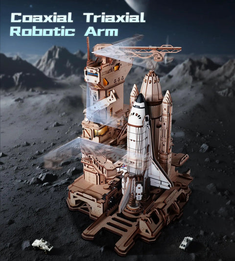 Space Shuttle Dynamic Launch Base With Motorized Lift And LED Light Effects 1 To 420 Scale Collectible Building Kit on lunar surface