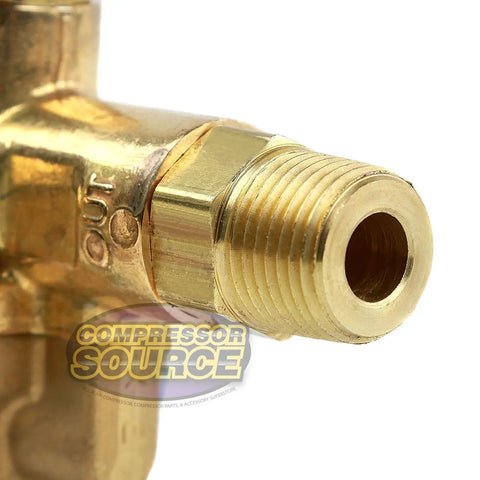 Close-up of Gas Powered Air Compressor Pilot Check Valve Unloader Assembly 140 To 175 PSI One Half Inch Inlet