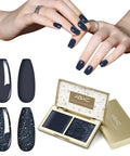 Ombre Pat Painting Gel And Nail Art Kit, Two Color Grey Blue And Glitter Blue, 6G Full Size Gel Polish Set shown with hands