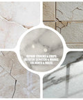 Various surfaces showing cracks and chips, suitable for Tile Repair Kit For Porcelain And Ceramic Surfaces, Quick Fix For Scratches, Chips, Dents And Holes In Bathtubs And Shower Trays, Repairs Marble, Granite, Quartz, Acrylic, Fiberglass Countertops And More For A Look That Looks Brand New.