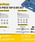 The Ultimate 80 Piece Tap And Die Set With Sae Metric Sizes For Auto Repair Pros Who Need Serious Thread Fixing Power GCr15 Steel Durability, 40-piece case